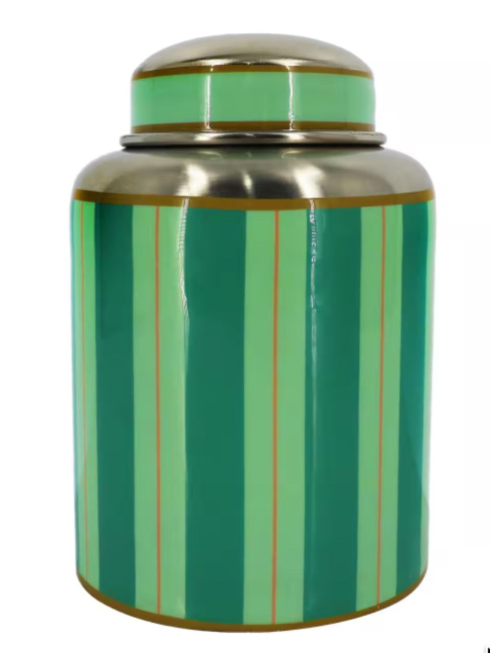 Jonathan Adler x Michaels 8" Metal Green Mod Maker Container w/ Lid Striped